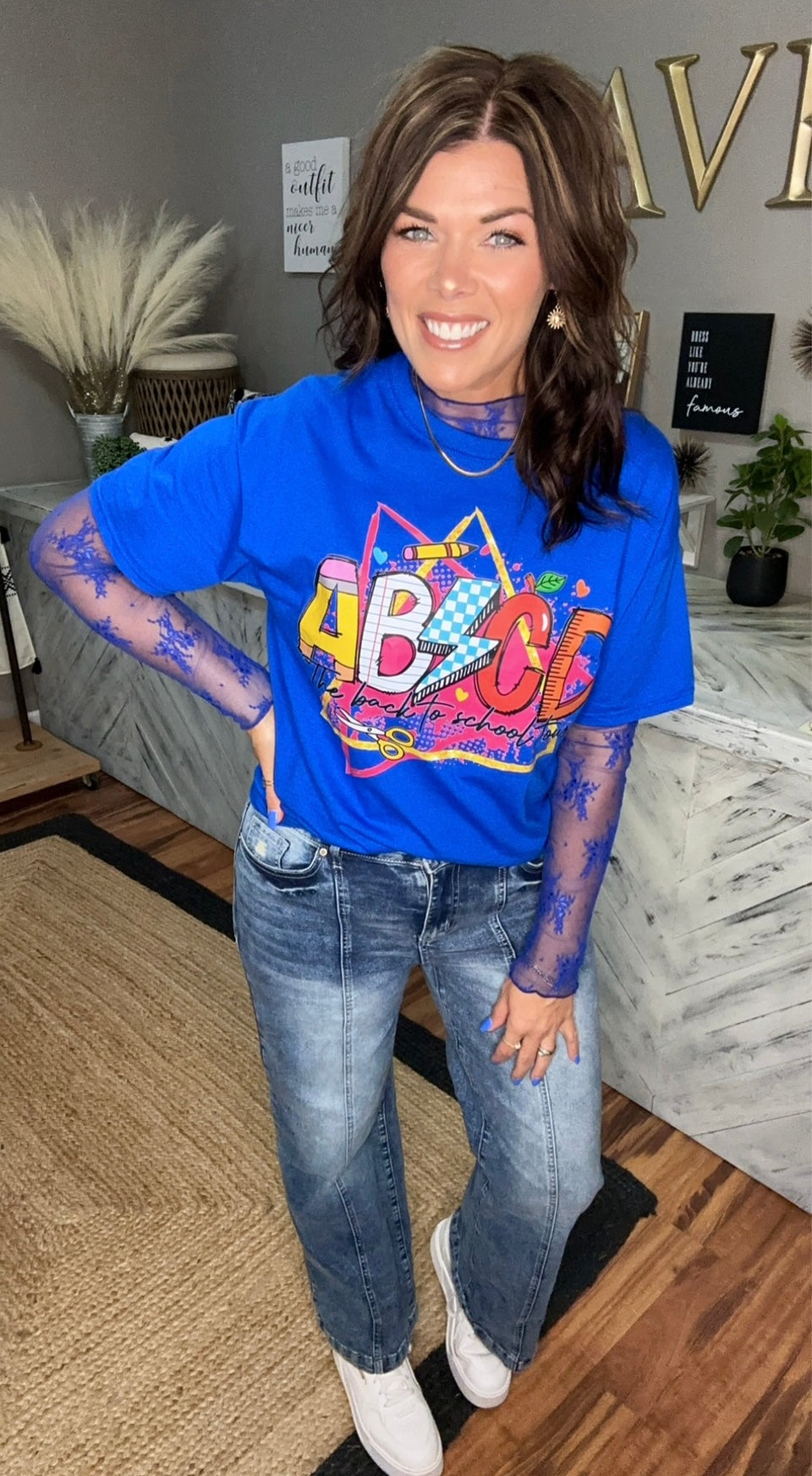 Royal Blue ABCD Back To School Graphic Tee