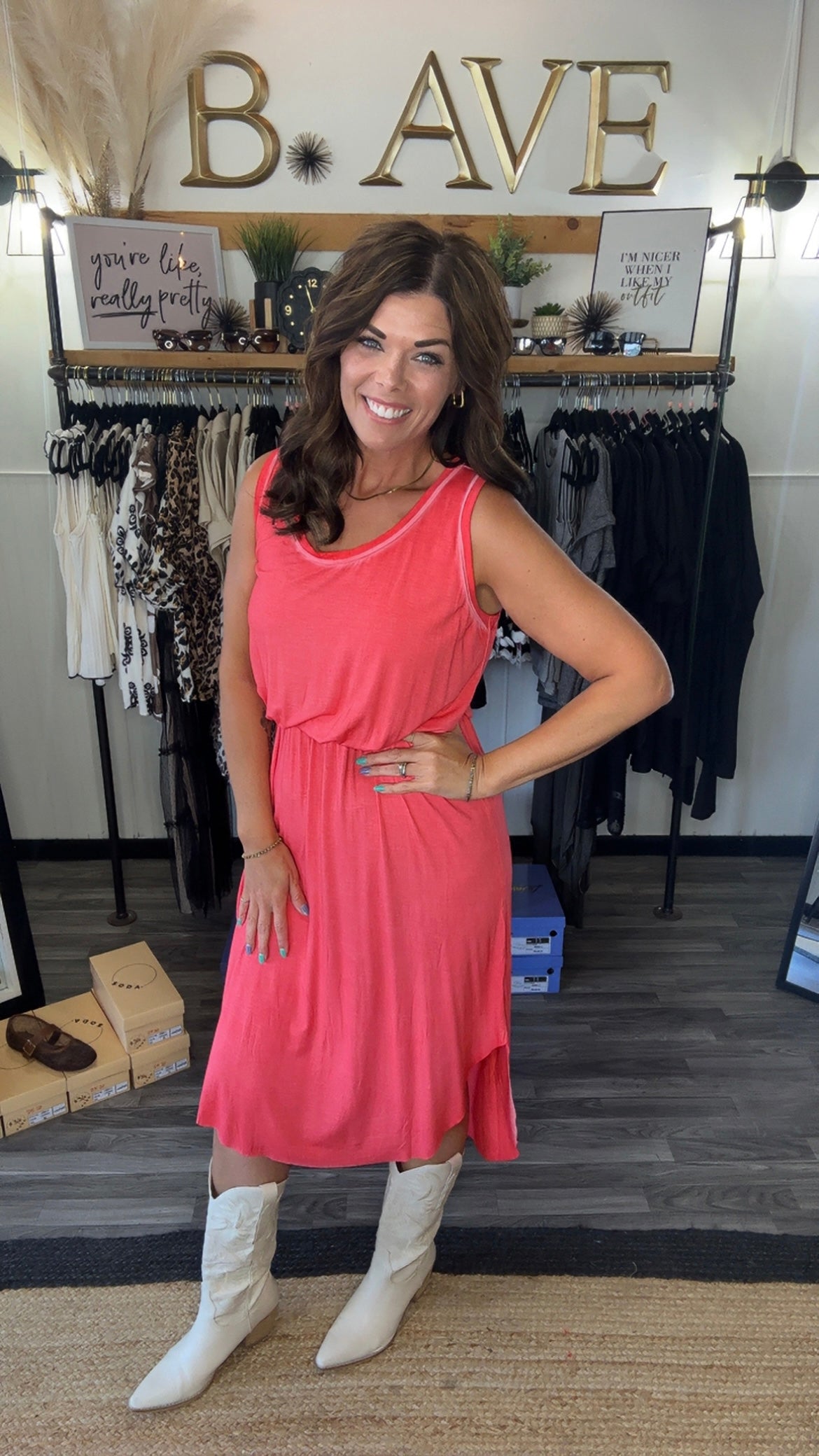 Vintage Red Side Slit Sleeveless Dress
