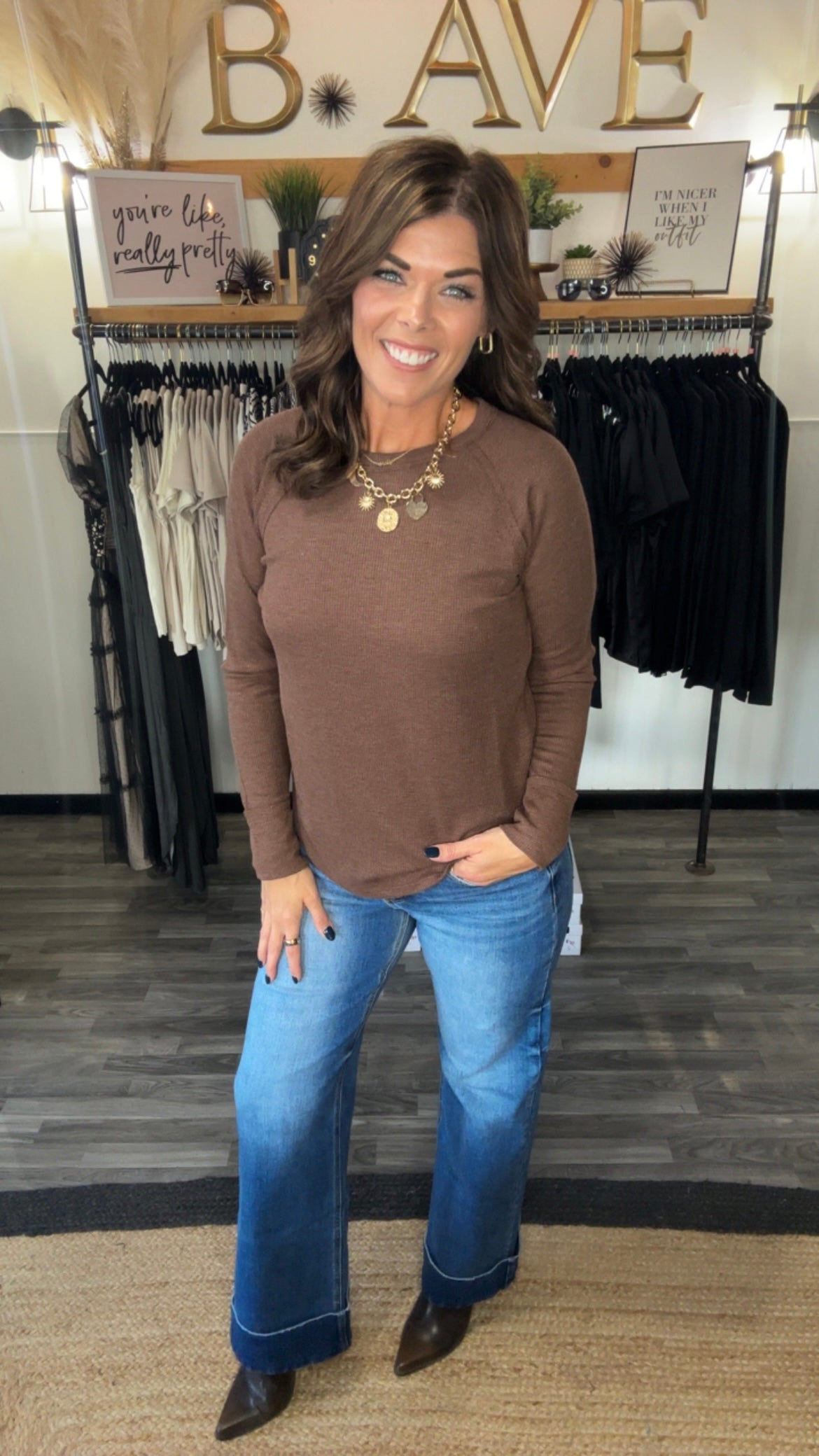 Waffle Long Sleeve Top