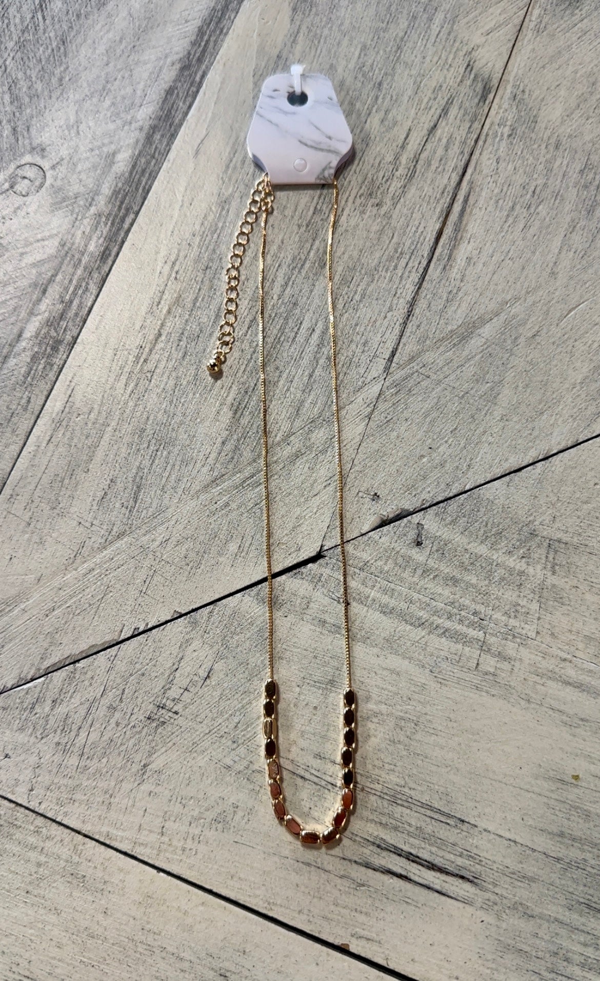 Box Chain Necklace with Metal Beads