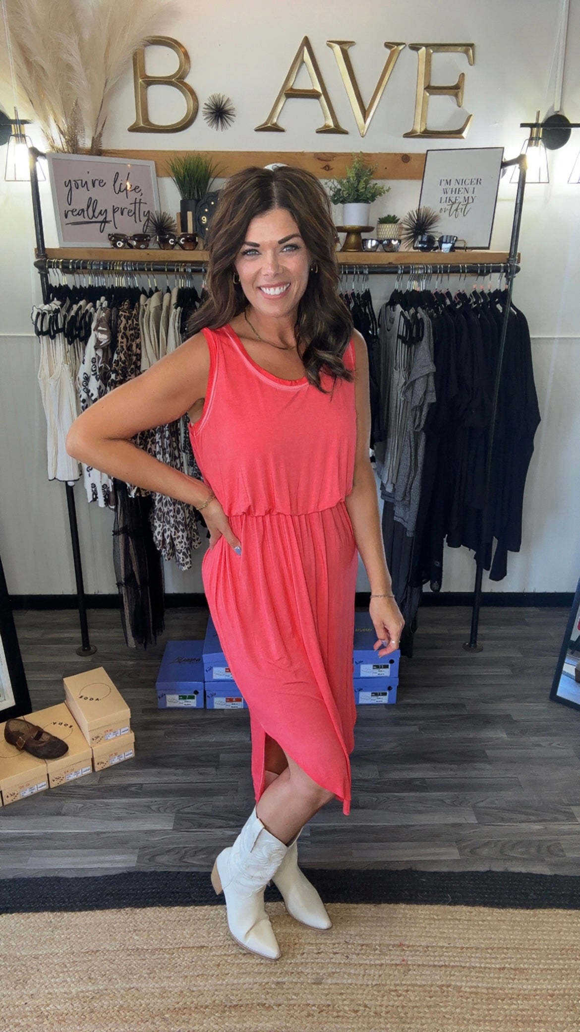 Vintage Red Side Slit Sleeveless Dress
