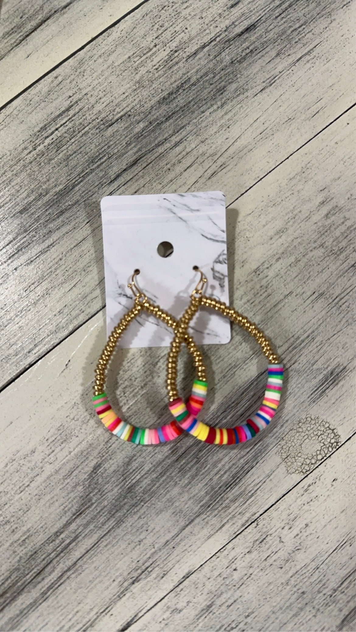Multicolored Beaded Teardrop Earrings
