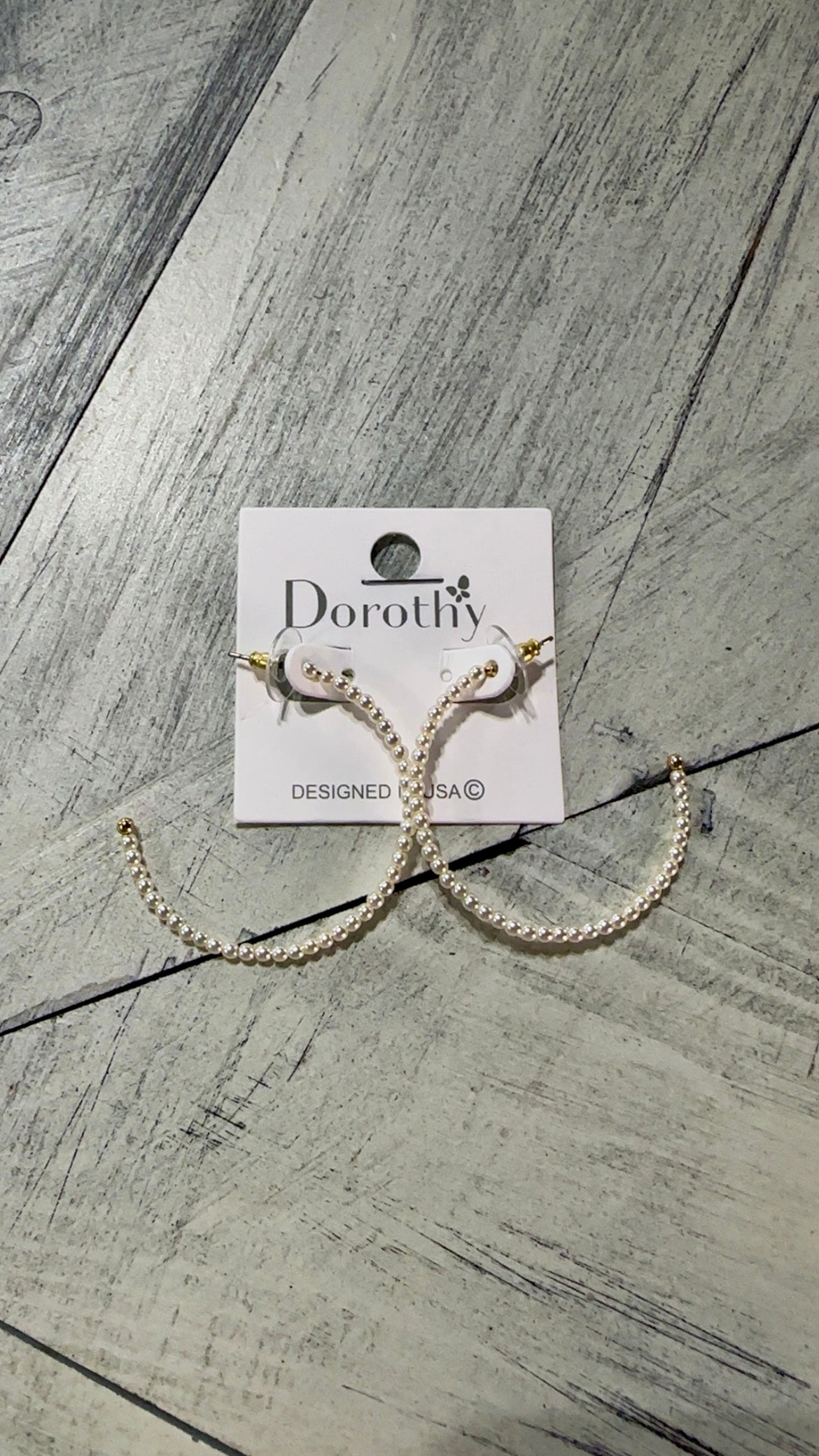 Thin Pearl Half Hoop Earrings