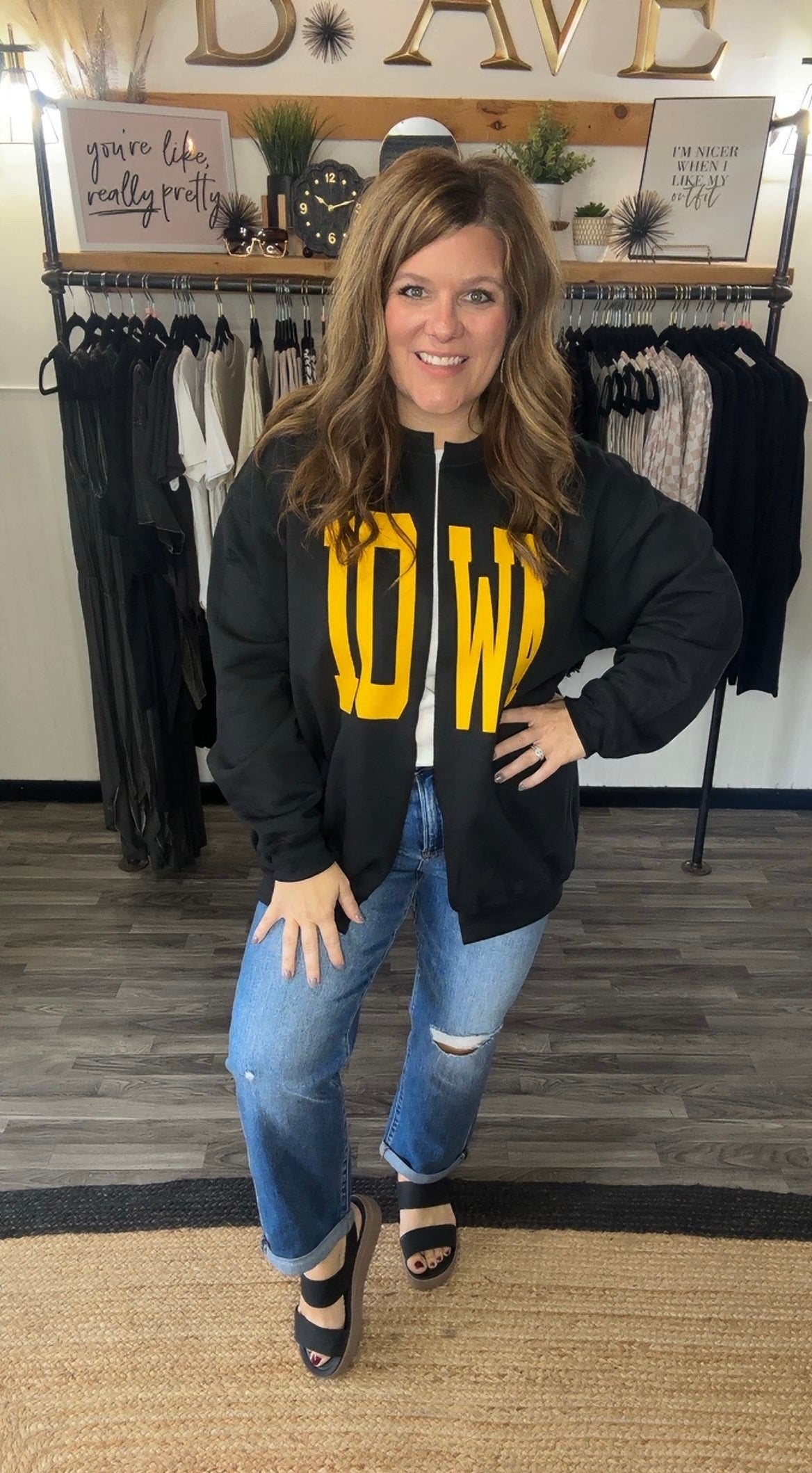 Black & Yellow Iowa Split Crewneck