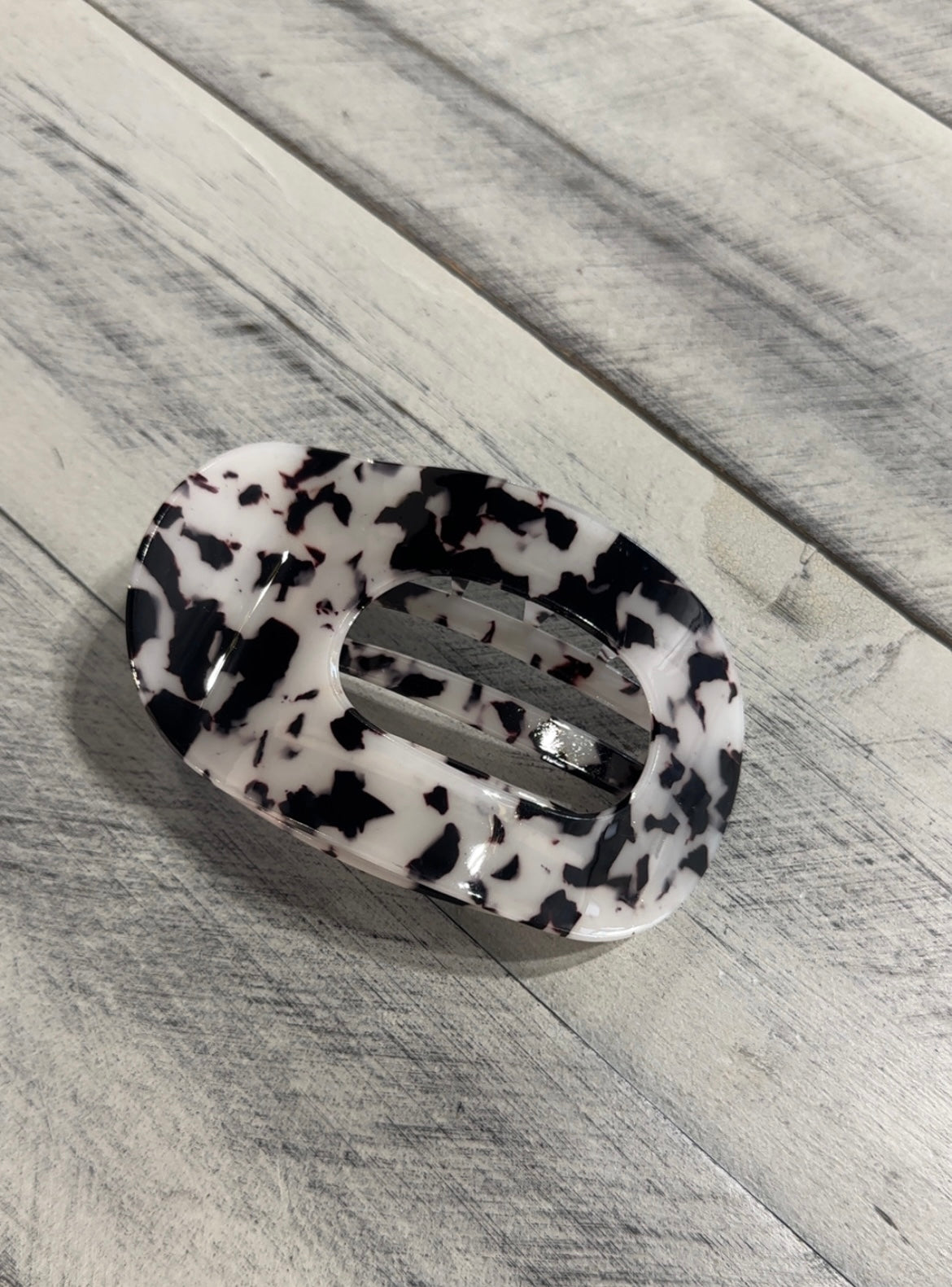 Shiny Animal Print Flat Curved Hair Clip