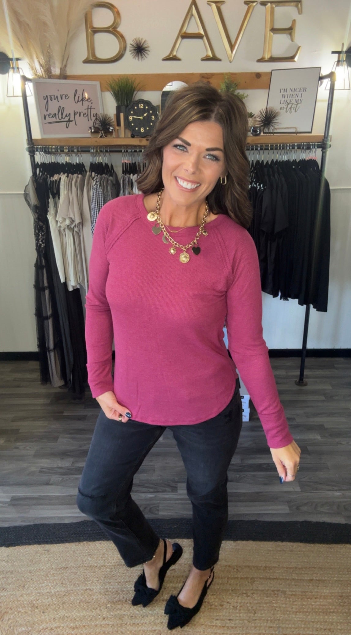 Waffle Long Sleeve Top