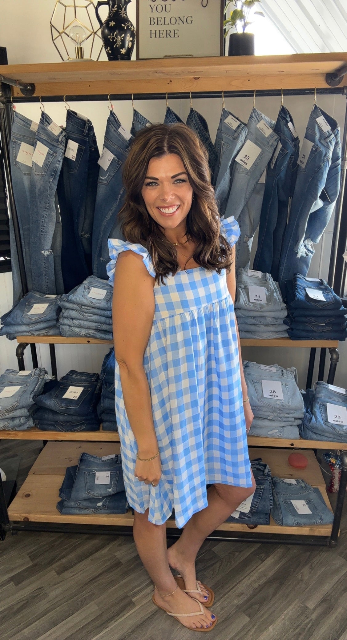 Blue & White Checkered Sun Dress