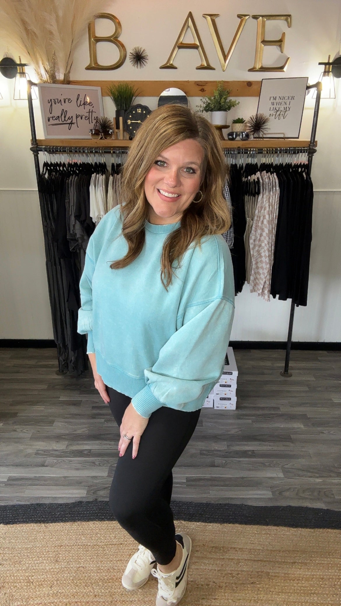 Dusty Teal Acid Wash Pullover
