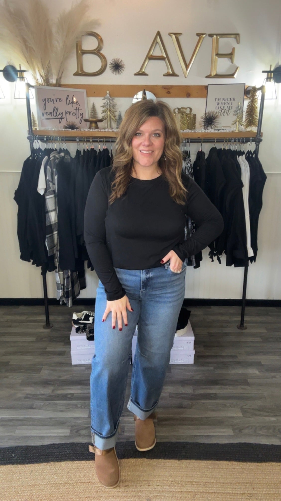 Risen Slouchy Barrel Cuffed Hem Jeans