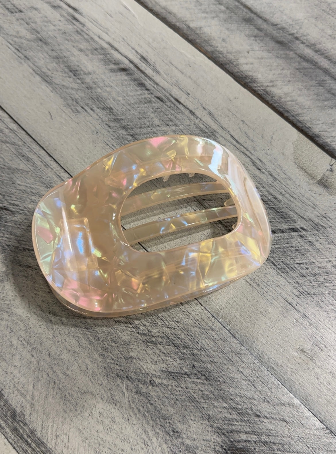 Iridescent Flat Curved Hair Clip