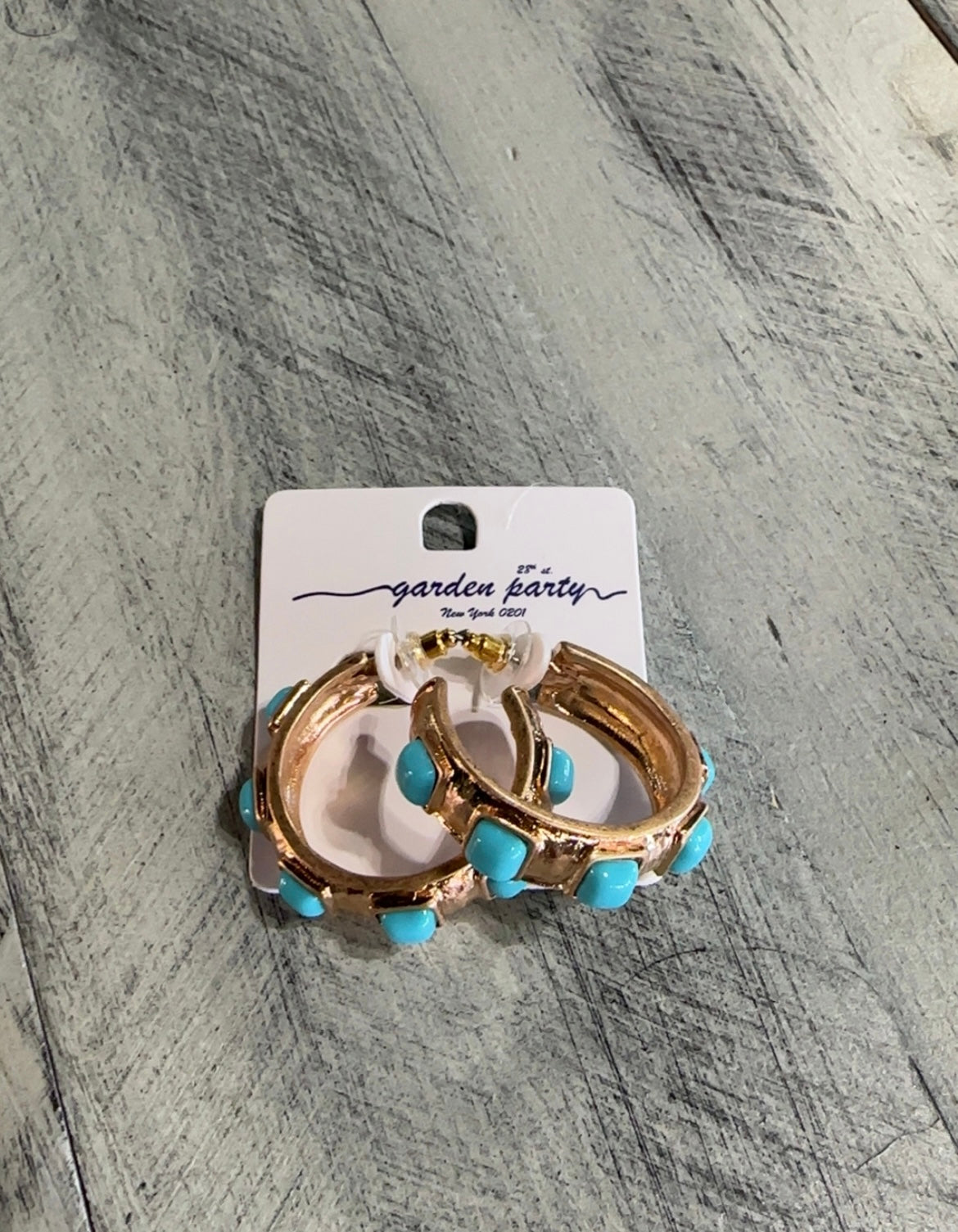 Gold & Square Acrylic Stone Hoop Earrings