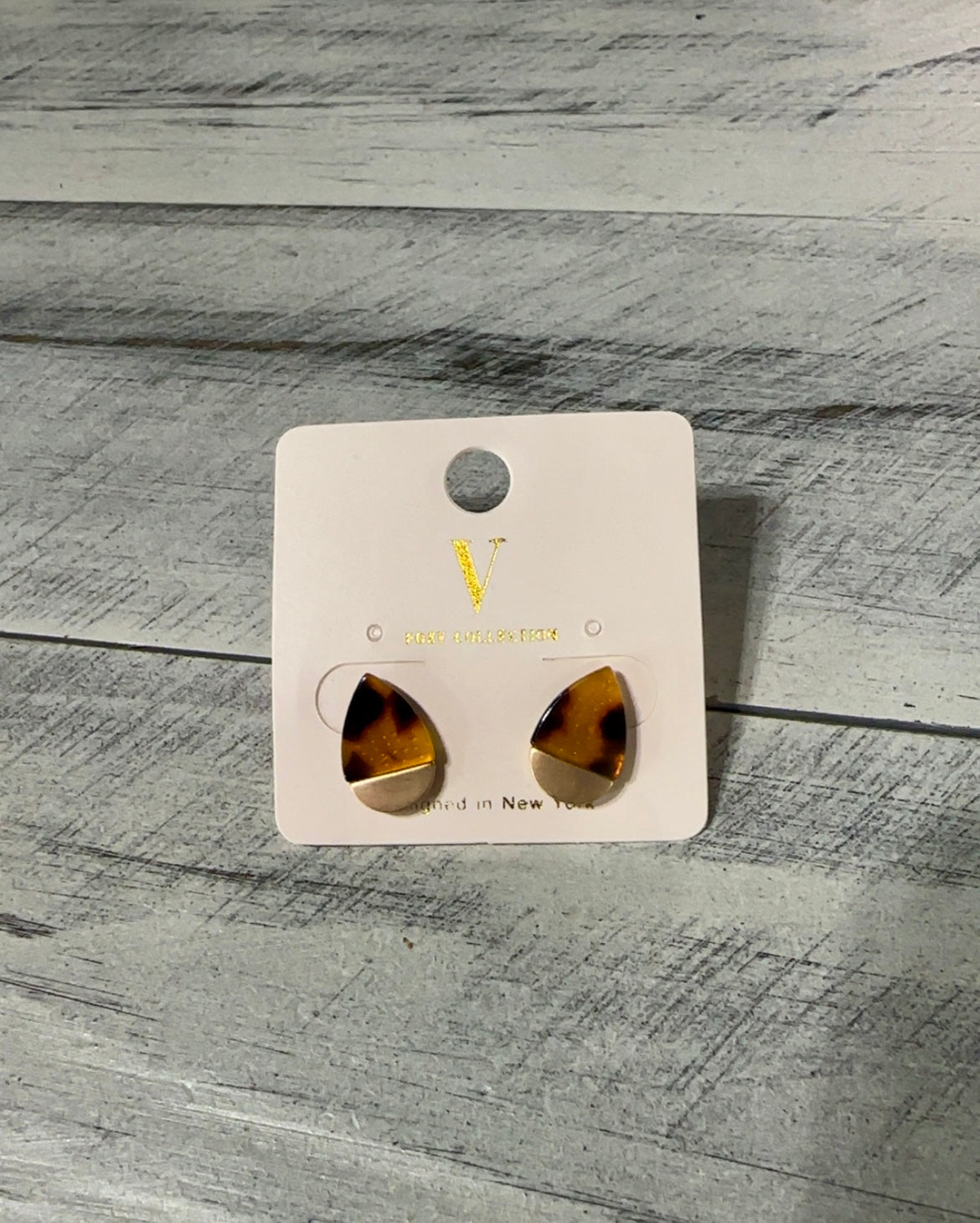 Tortoise & Gold Stud Earrings