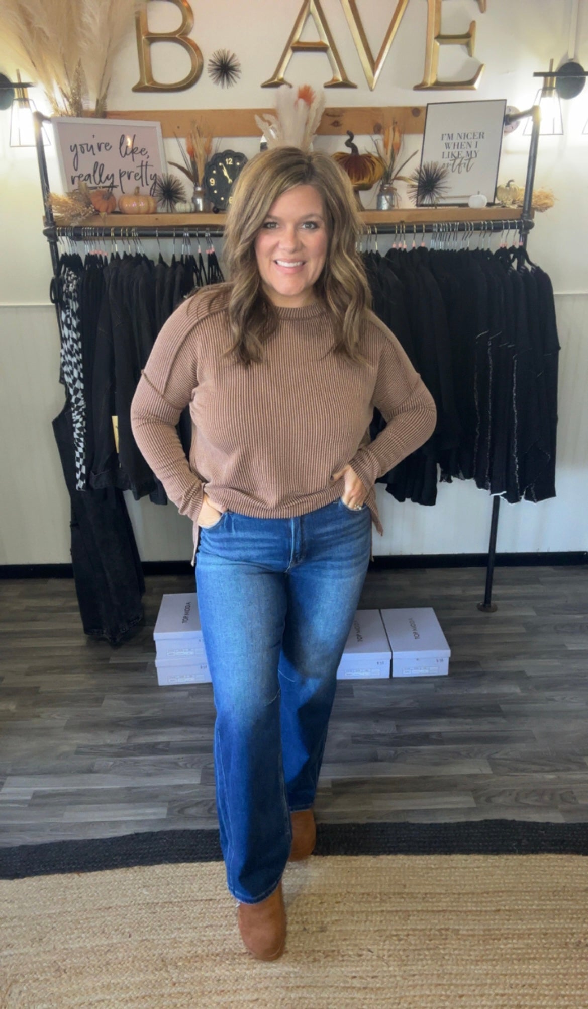 Risen Dark Wash Straight Leg with Darts & Cuffed Hem