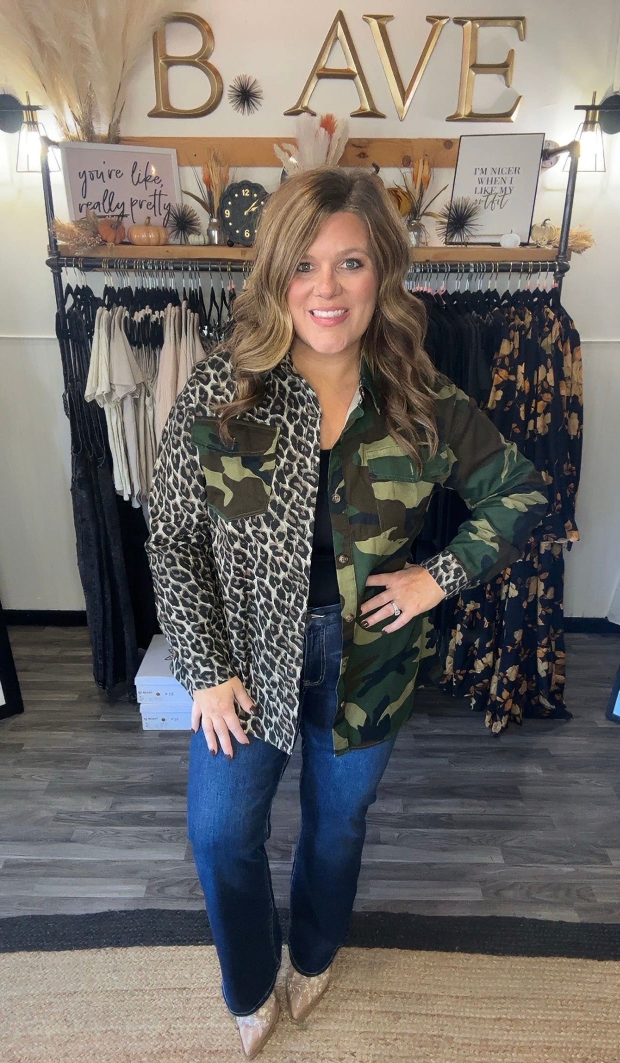 Camo & Leopard Patchwork Shacket
