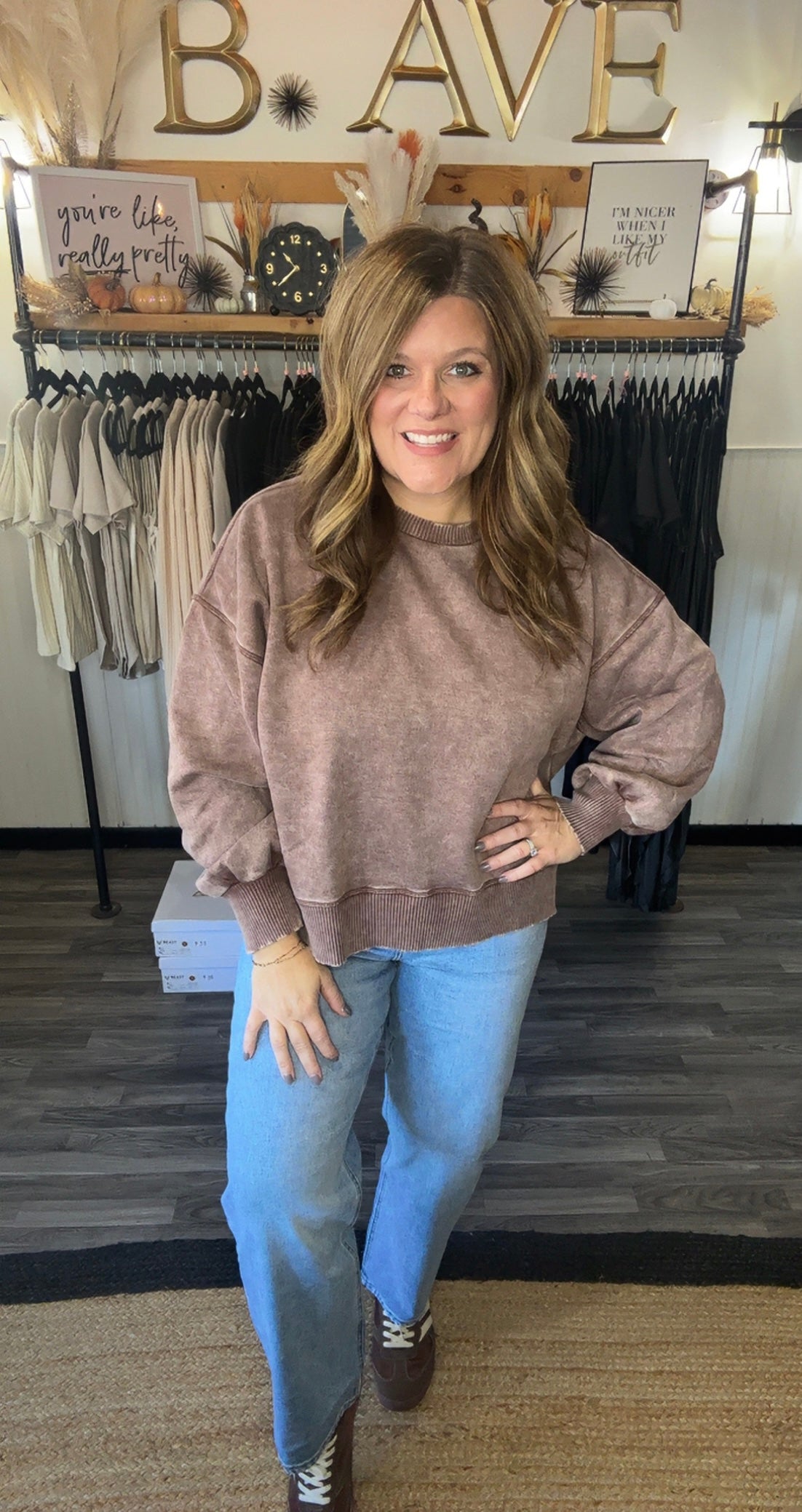 Brown Acid Wash Pullover