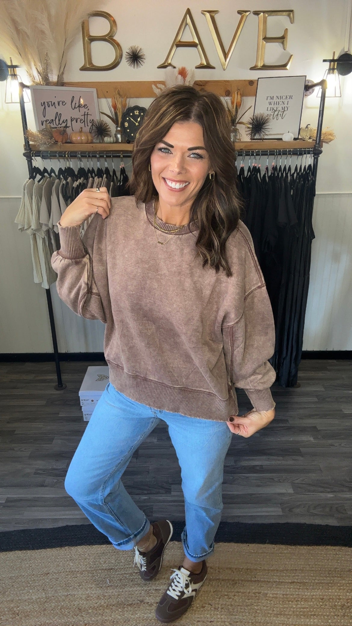 Brown Acid Wash Pullover