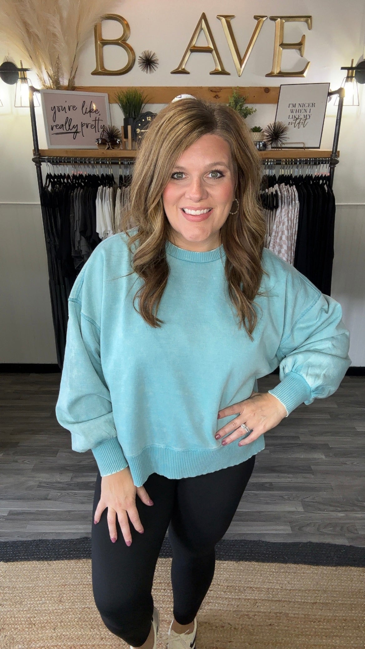 Dusty Teal Acid Wash Pullover