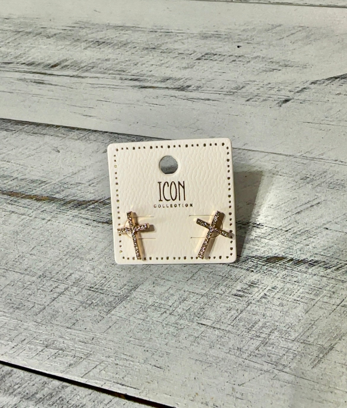 Rhinestone Cross Stud Earrings
