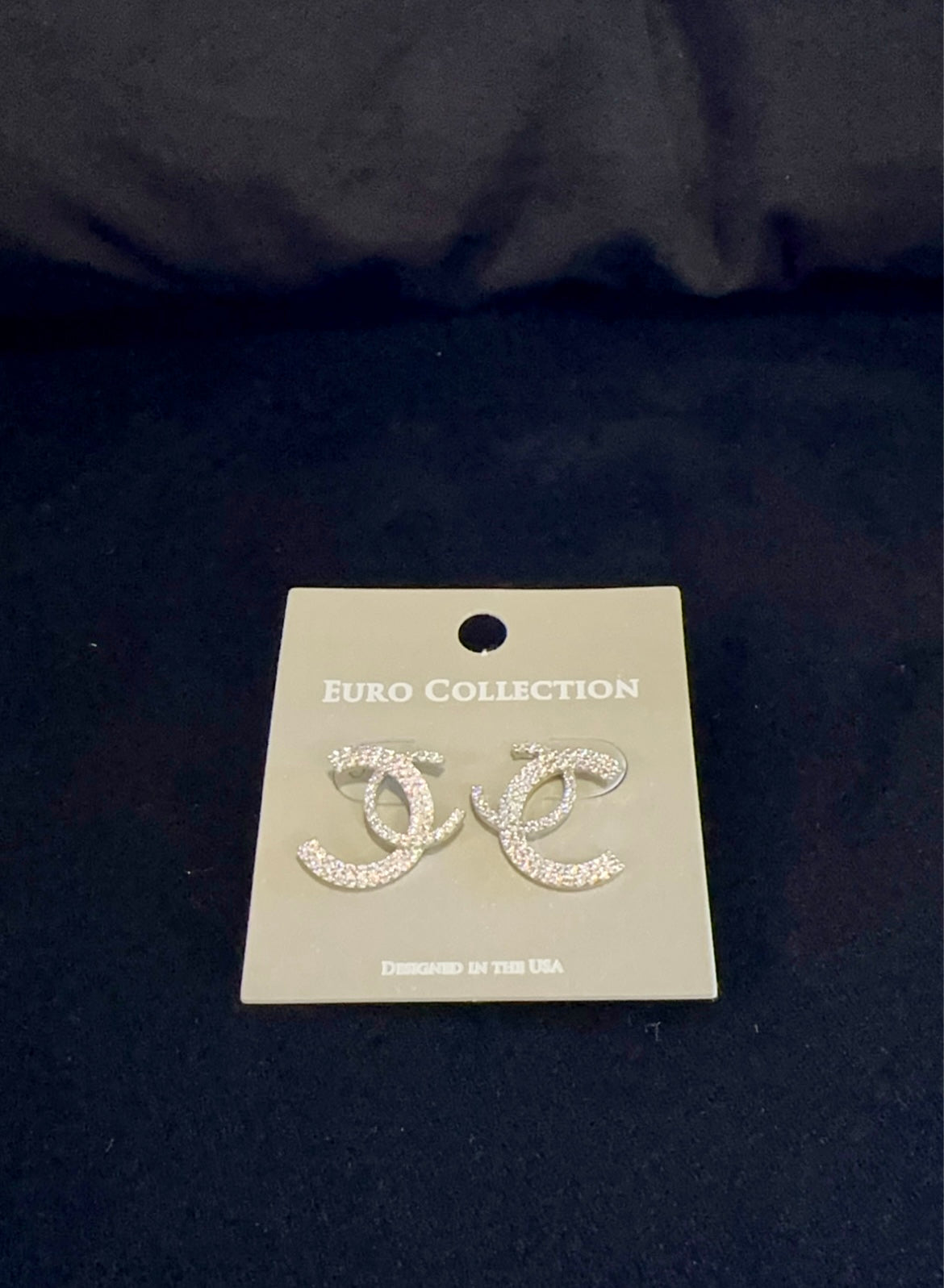 Double C Shaped Crystal Earrings