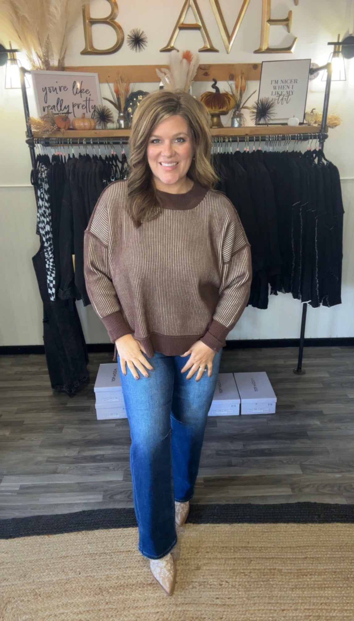 Two Tone Exposed Seam Sweater