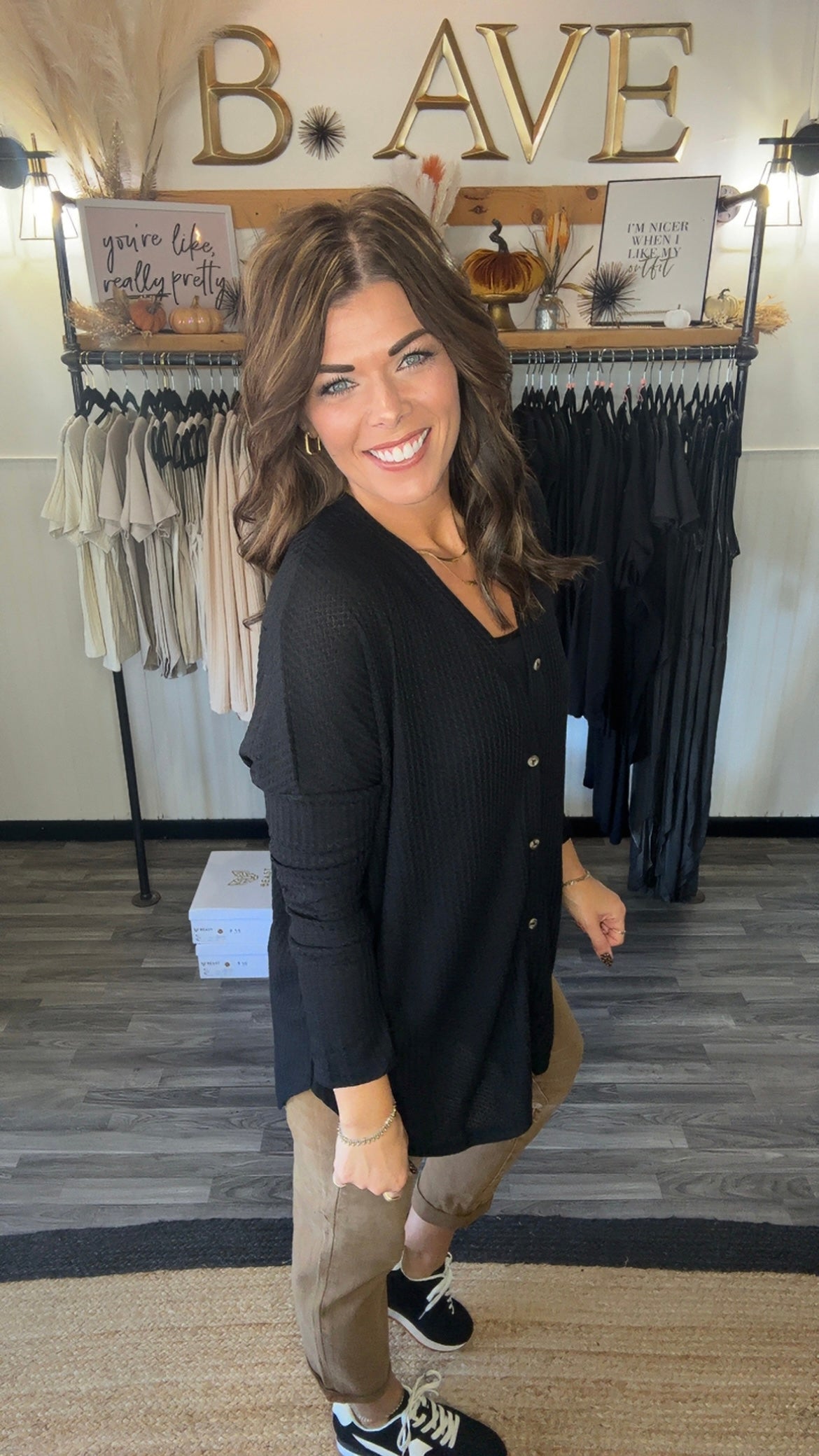 Waffle Button Down Cardigan