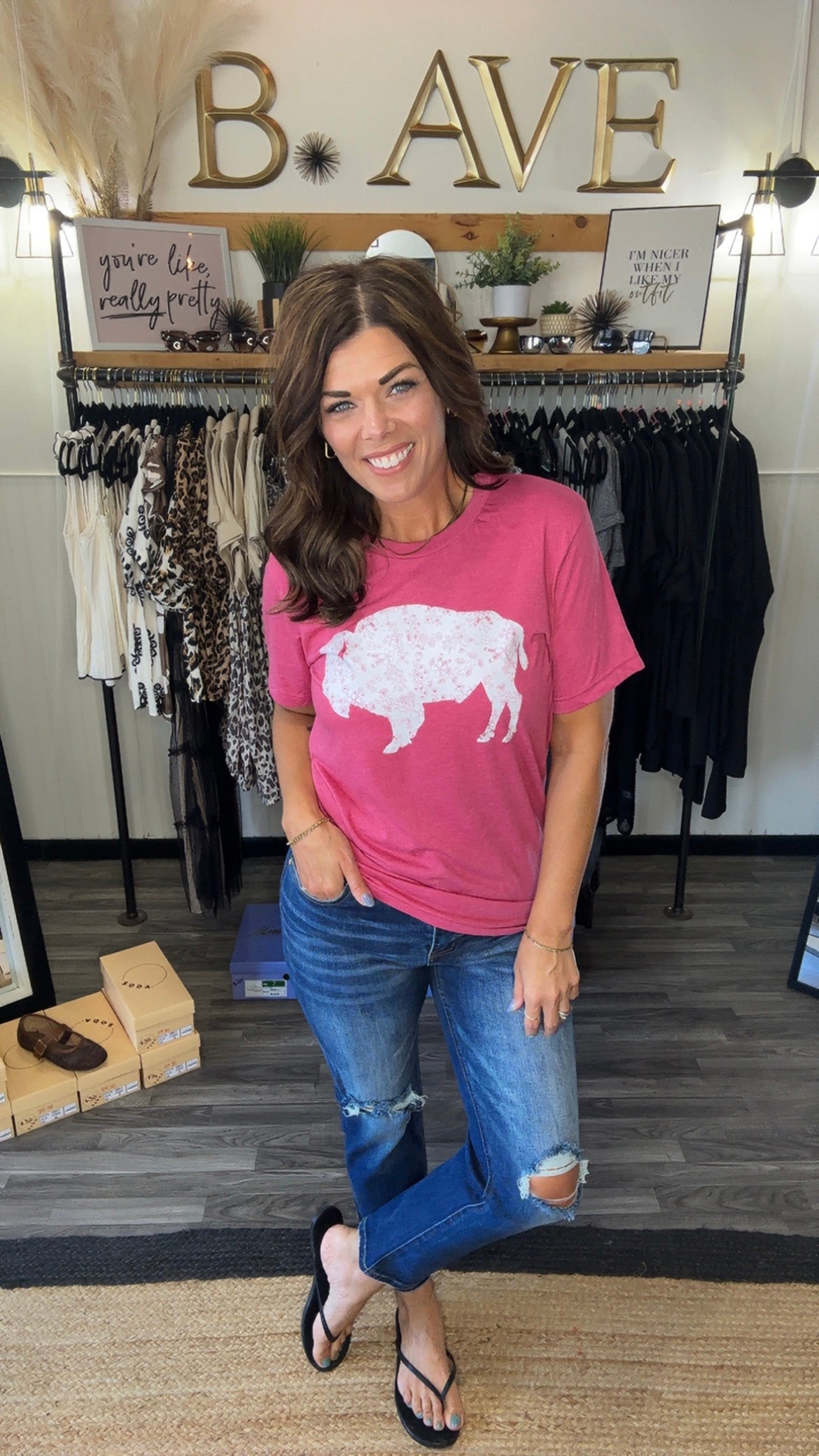 Berry Floral Buffalo Graphic Tee