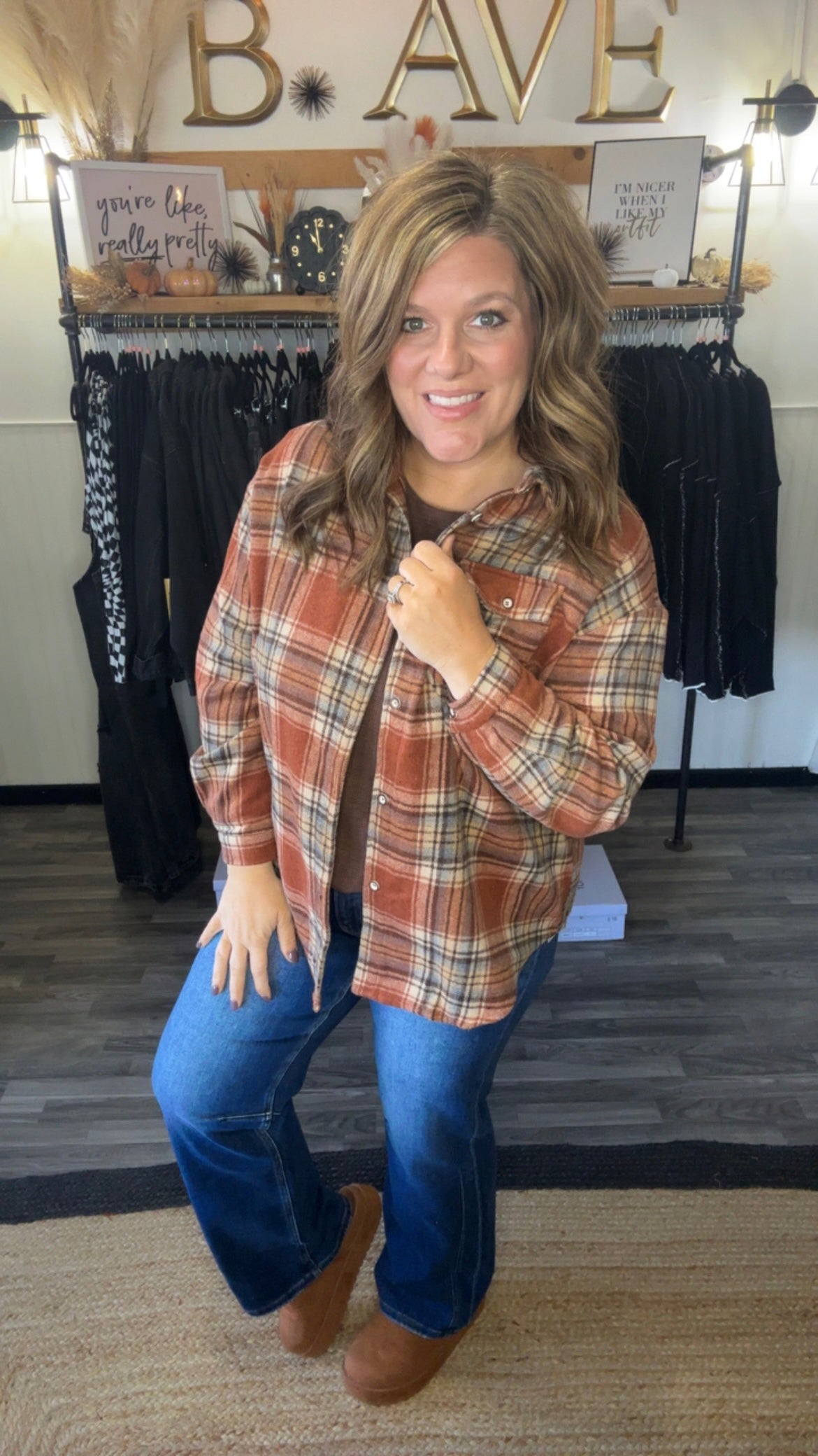 Caramel Brown Plaid Shacket