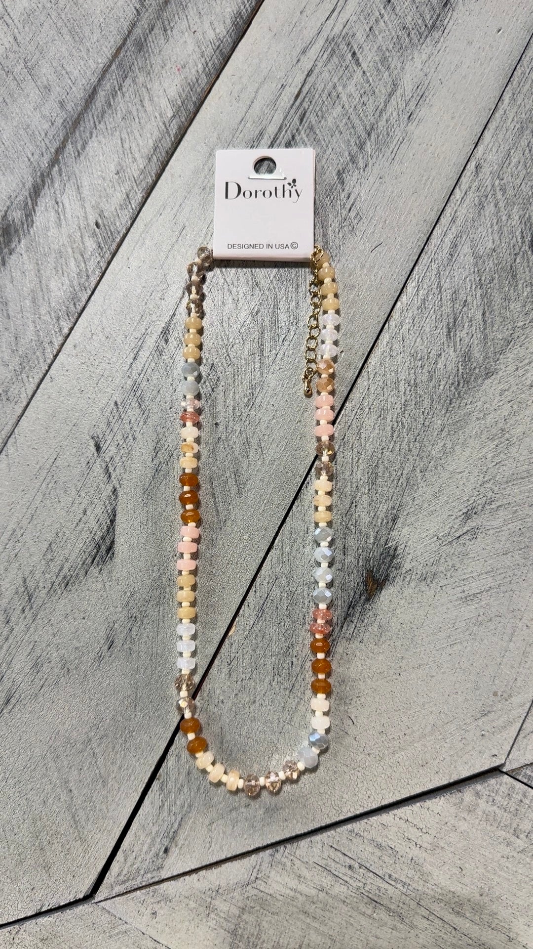 Neutral Pastel Crystal Bead Necklace