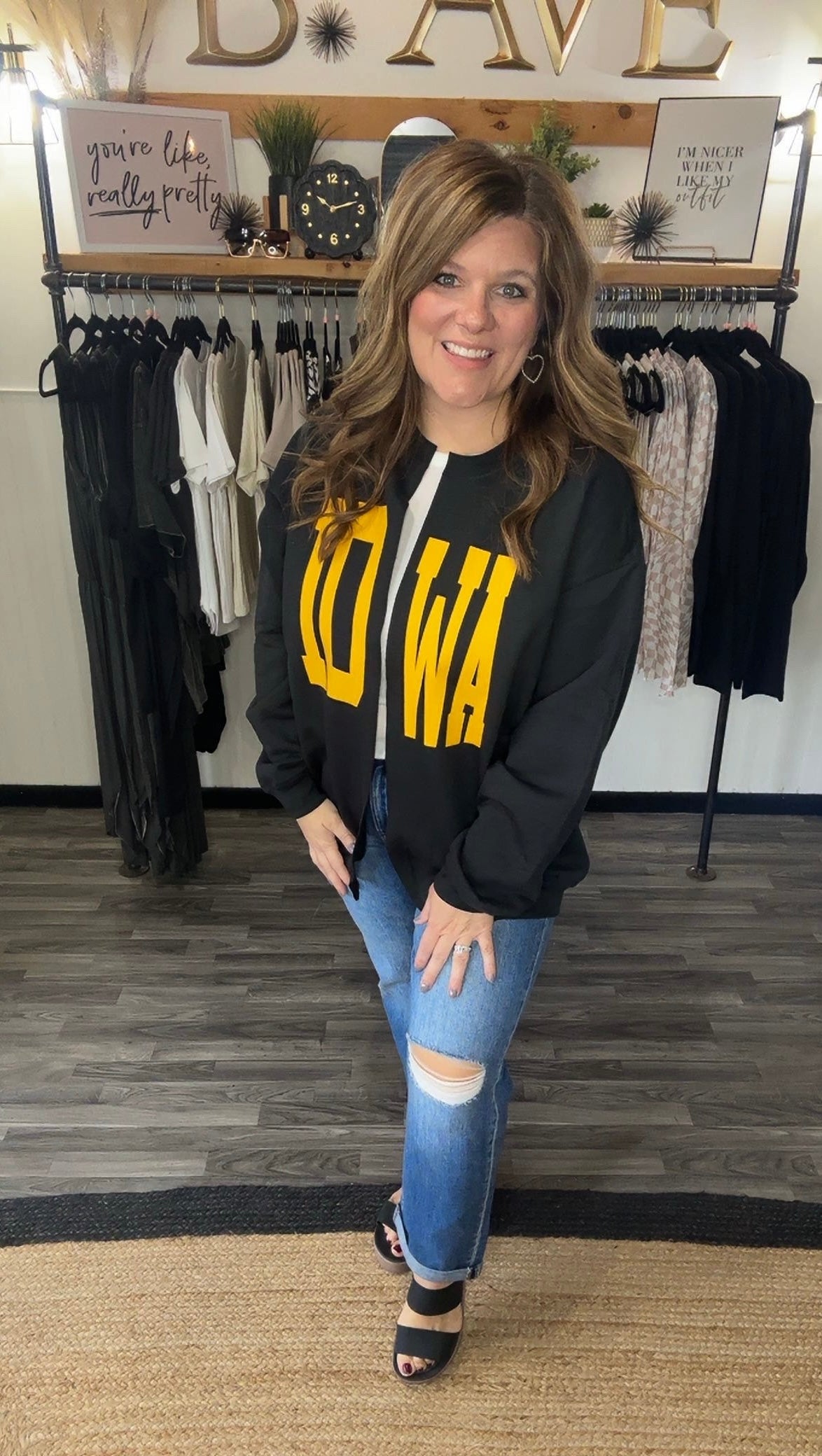 Black & Yellow Iowa Split Crewneck