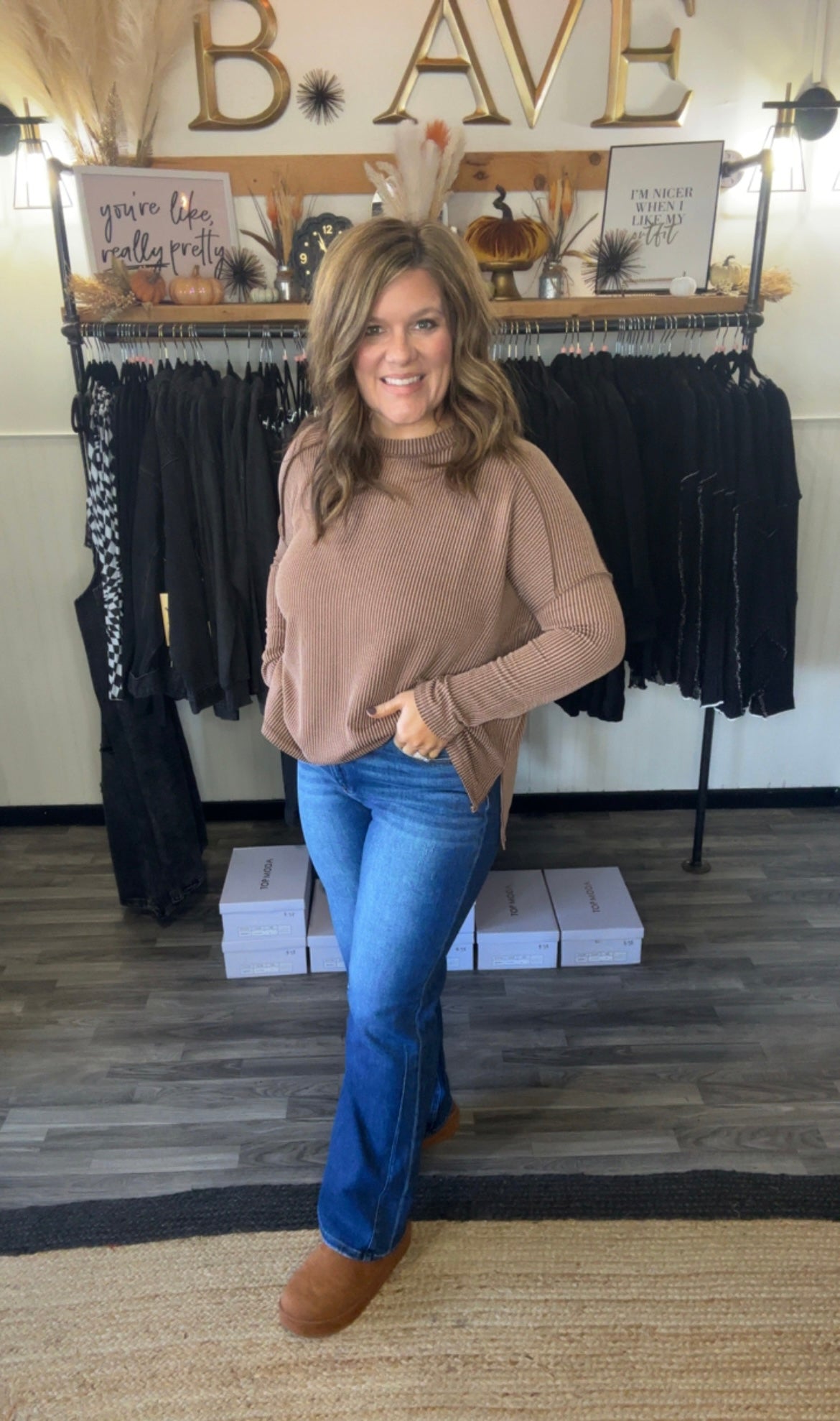 Risen Dark Wash Straight Leg with Darts & Cuffed Hem