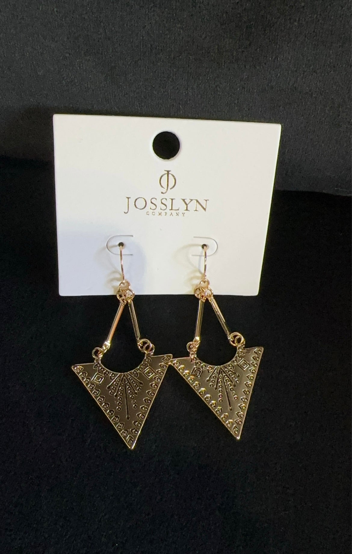 Gold Aztec Triangle Boho Earrings