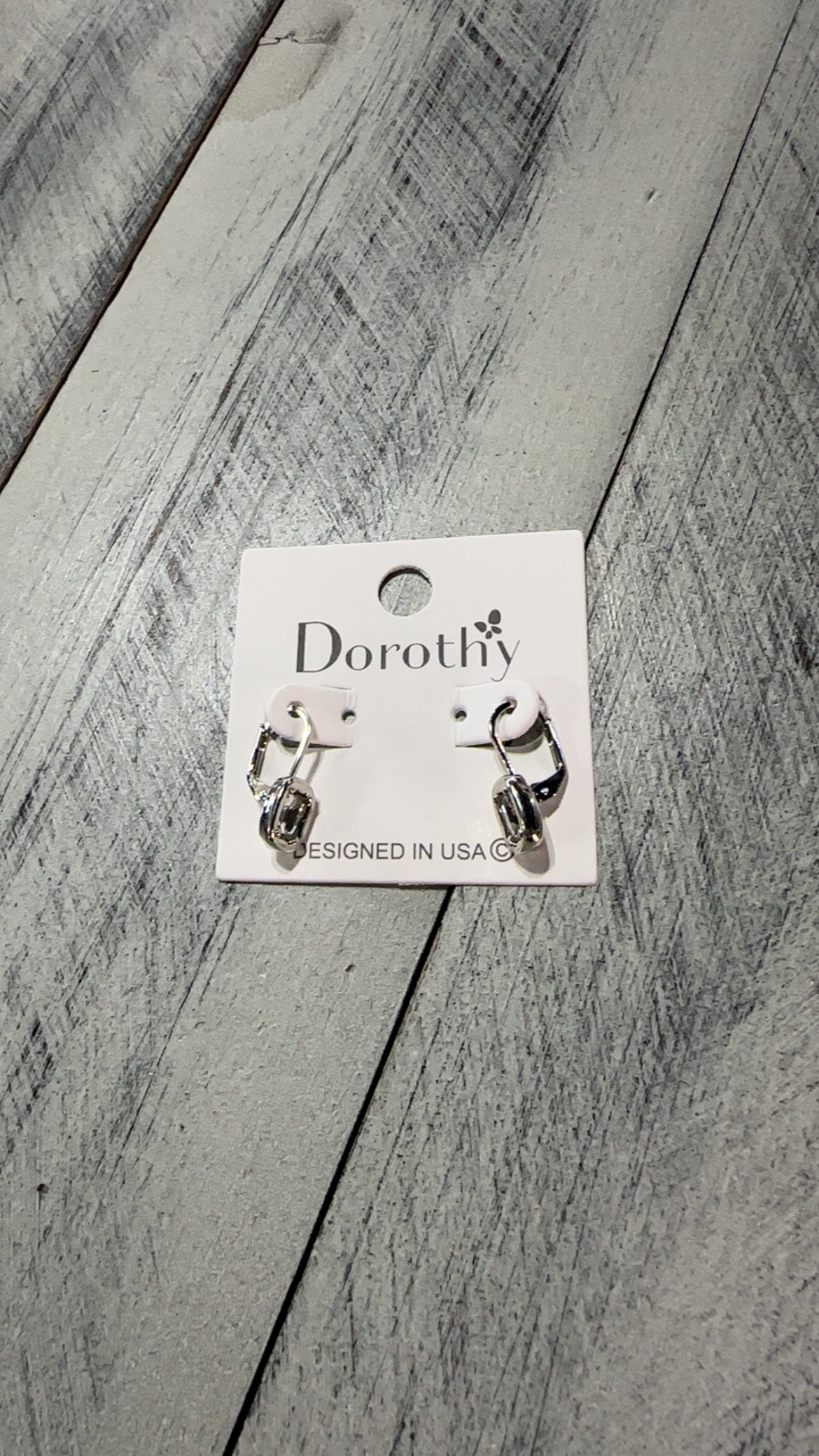 Rectangle Crystal Huggie Earrings