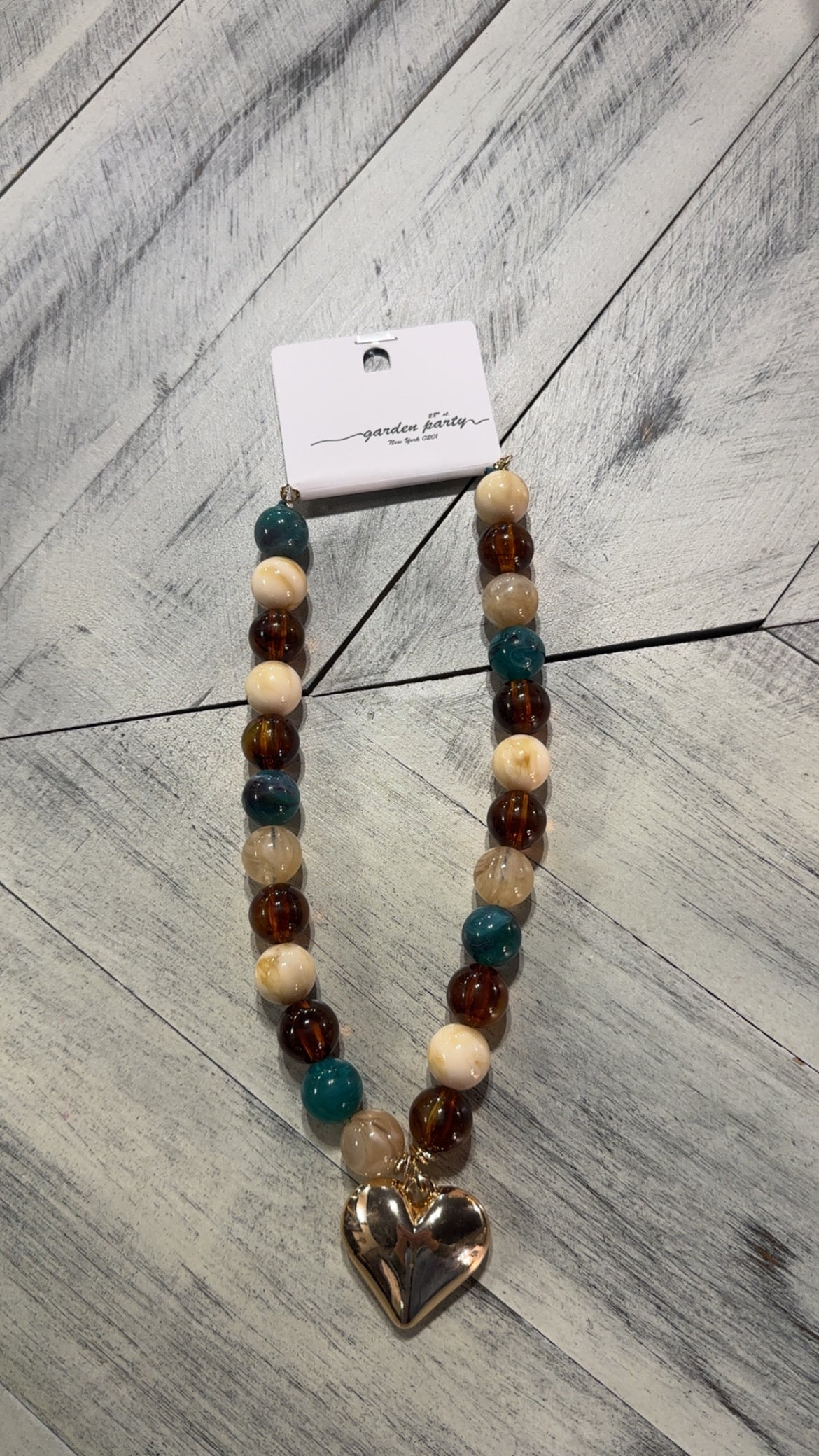 Chunky Bead Heart Necklace