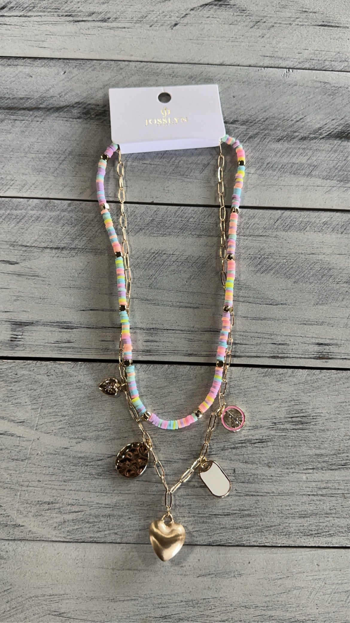 Pastel Disc Chain Charm Necklace