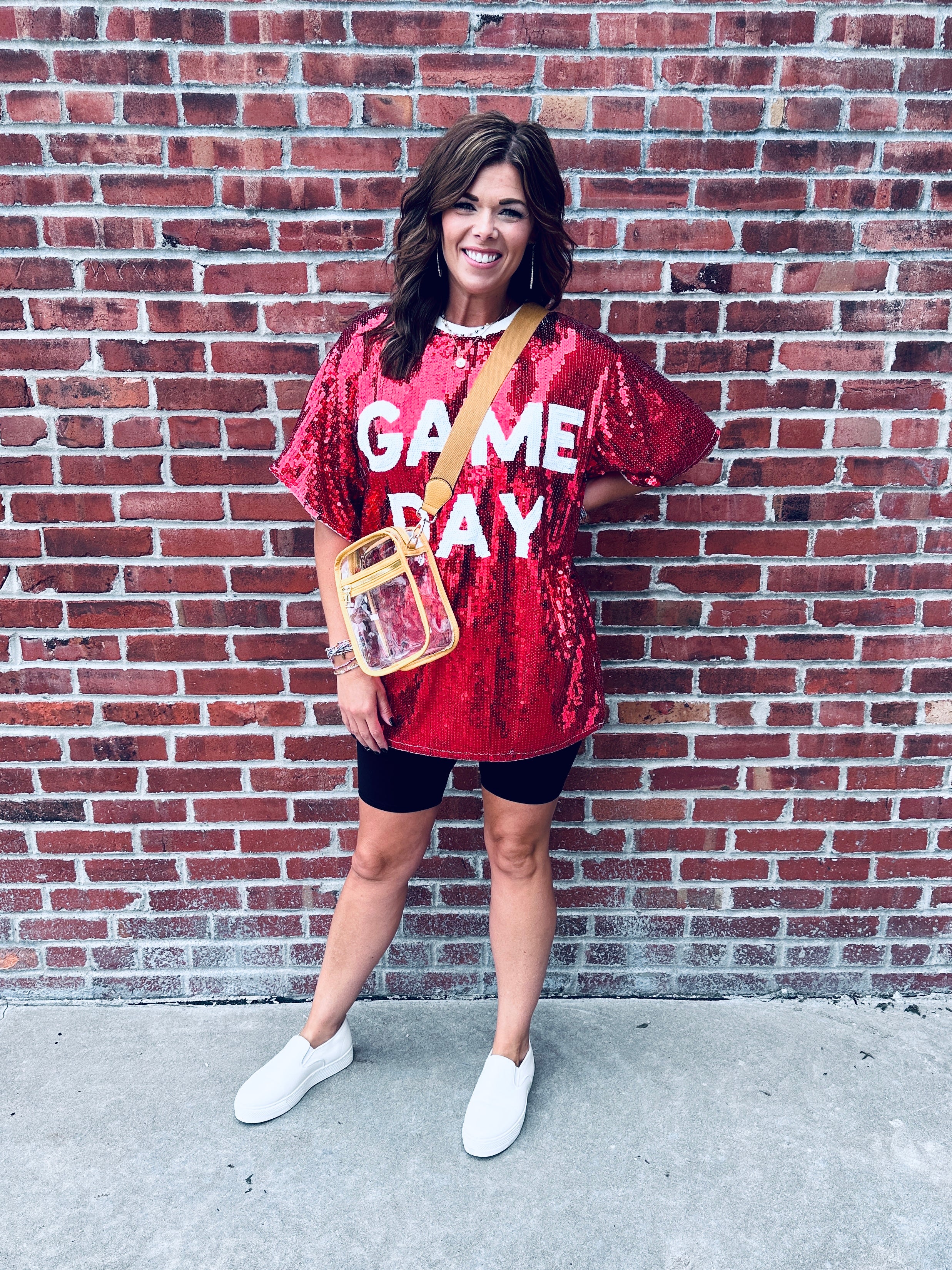 Red Sequin Game Day Top
