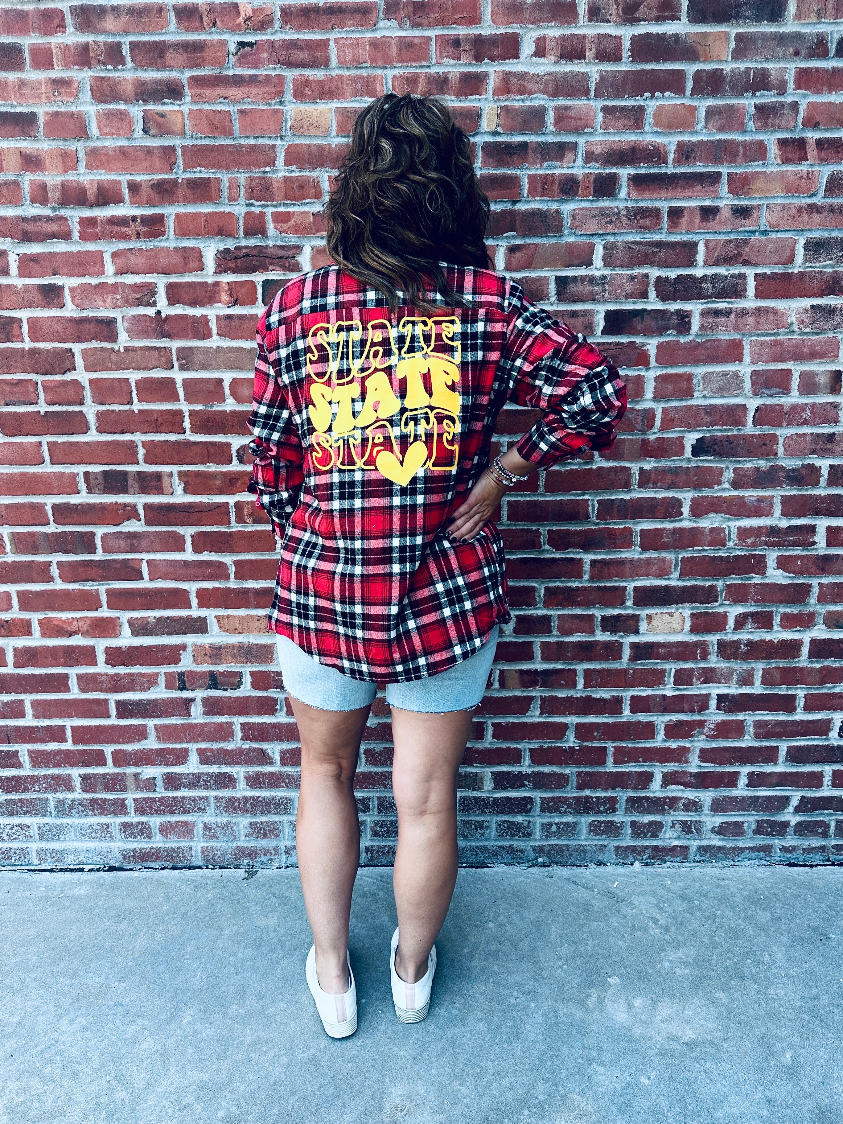 Iowa State Plaid Button Up Top