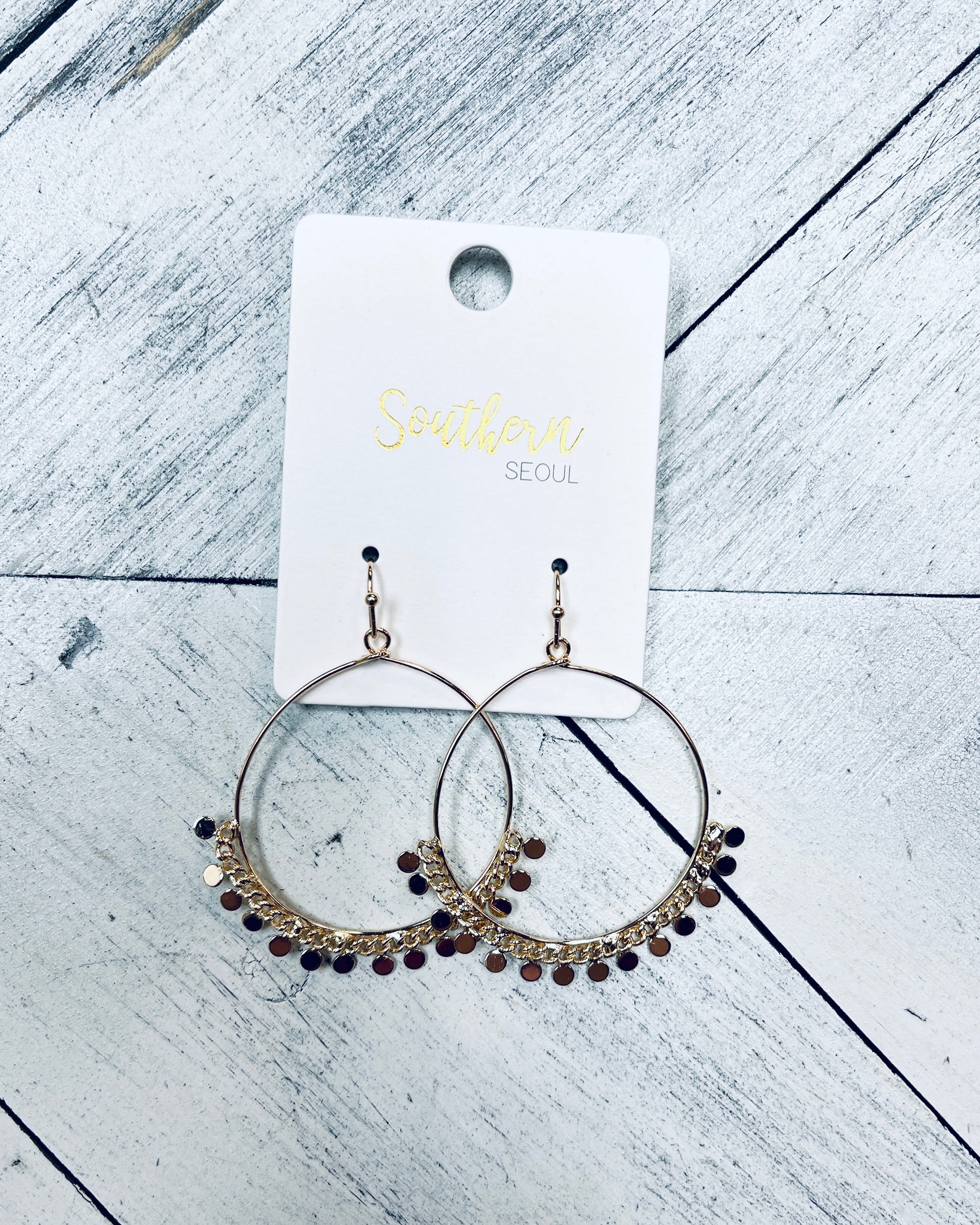 Gold & Silver Round Dangle Earrings