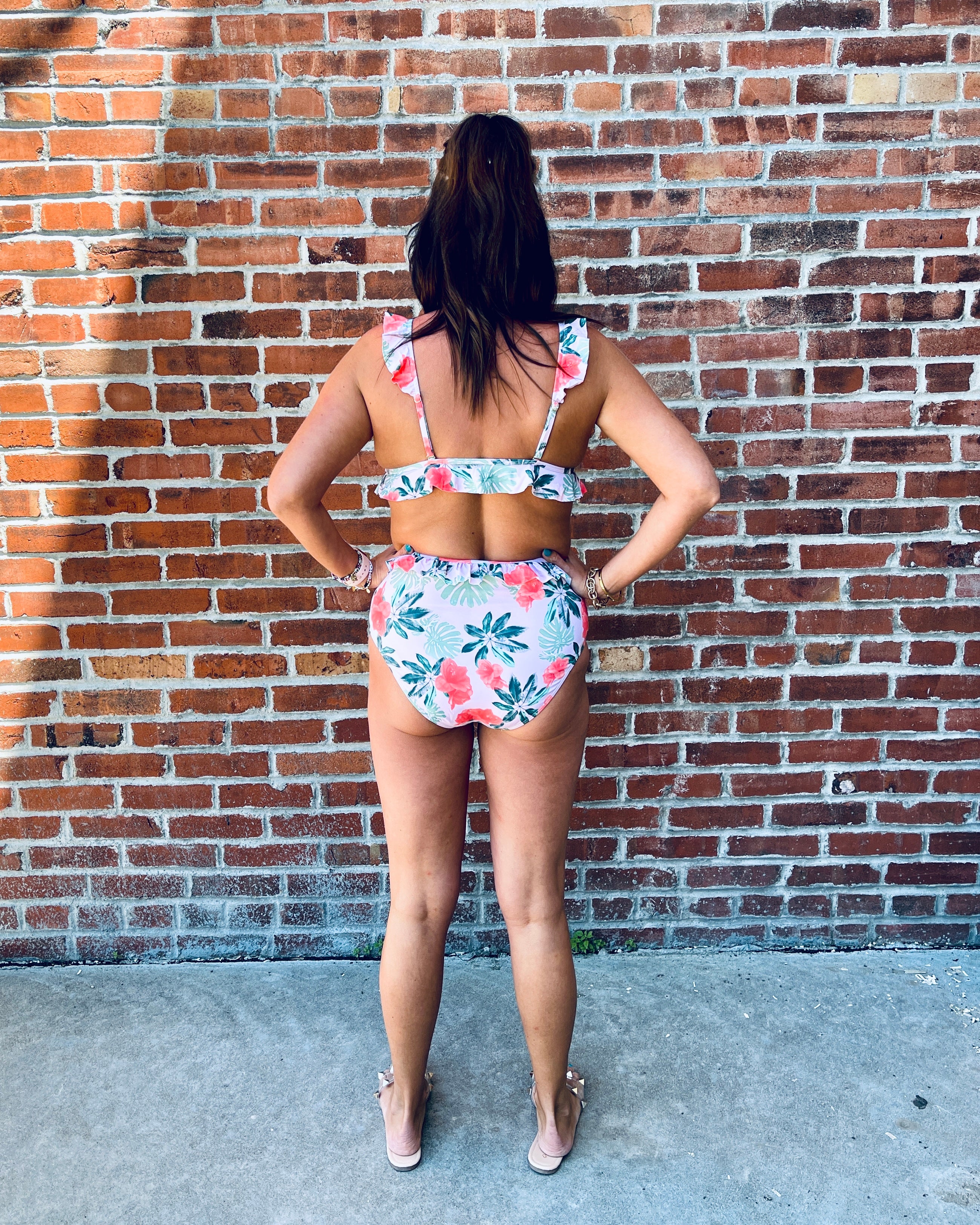 Pink Floral High Waisted Bottoms