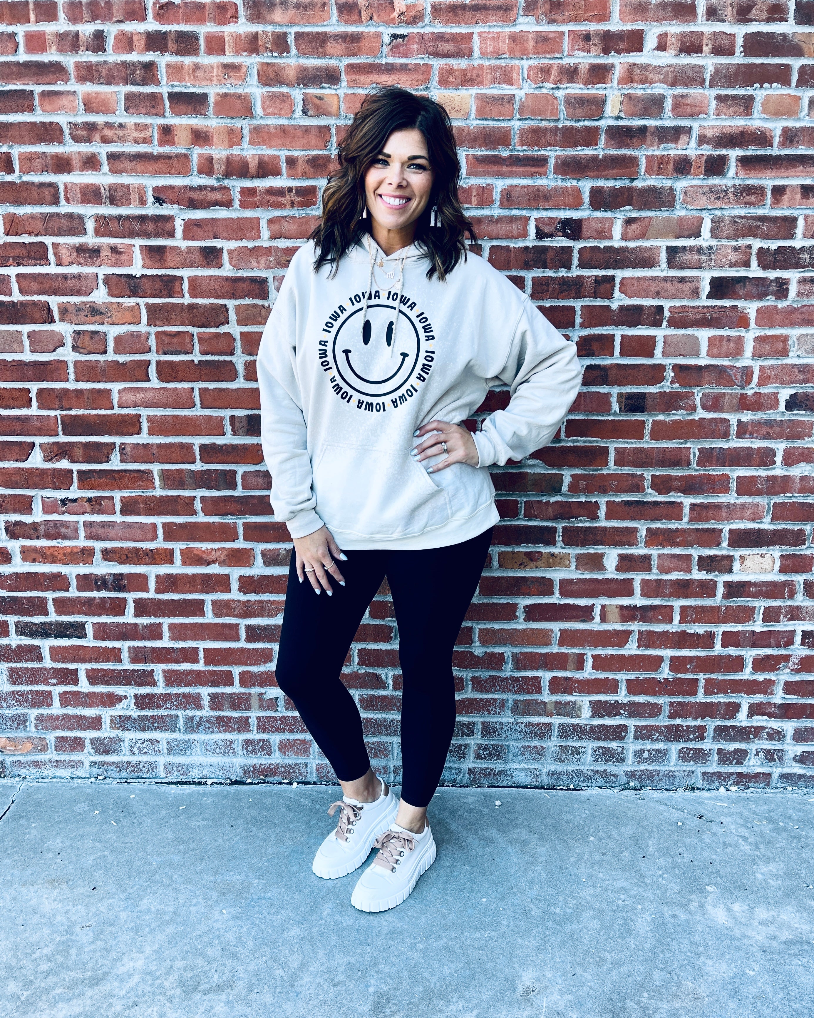 Iowa Bleached Smiley Face Hoodie